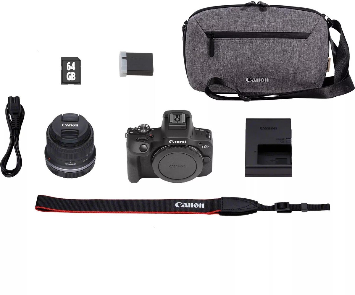 Canon%20EOS%20R100%20+%20RF-S%2018-45mm%20IS%20STM%20Aynasız%20Fotoğraf%20Makinesi%20Travel%20Kit